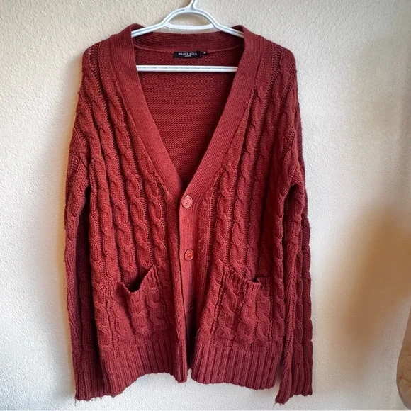 Brave Soul London Brick Orange Cable Knit Cardigan Sweater Sz: Small Cozycore - Picture 9 of 9